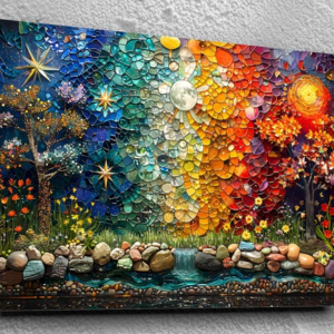 Twilight Fusion AcrylGlass Wall Art: Sapphire River Mosaic, Extra Large